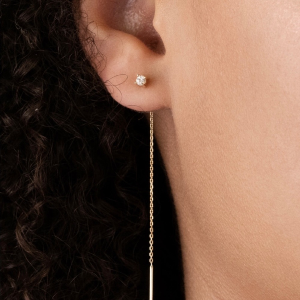 Mejuri 14k Gold Sapphire Threader Earrings (Pair)